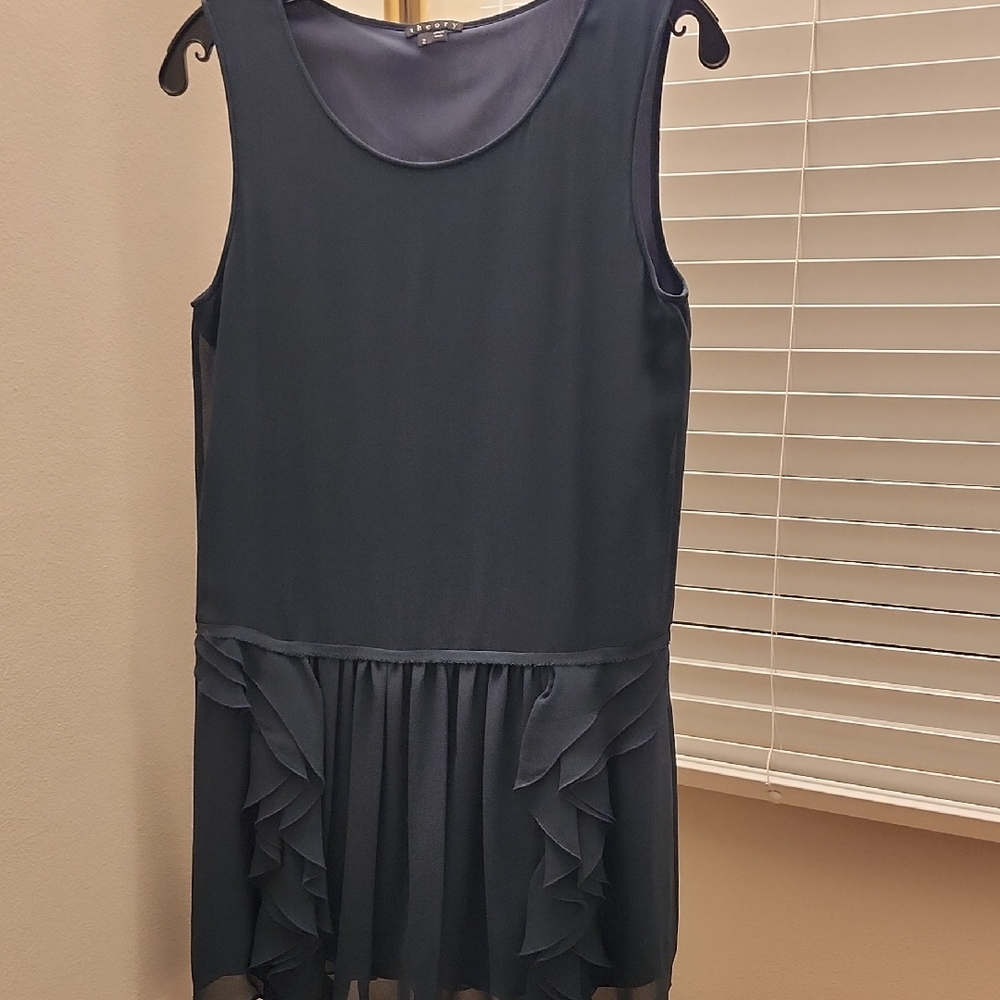 Theory Forrest Green Ruffle Mini Dress